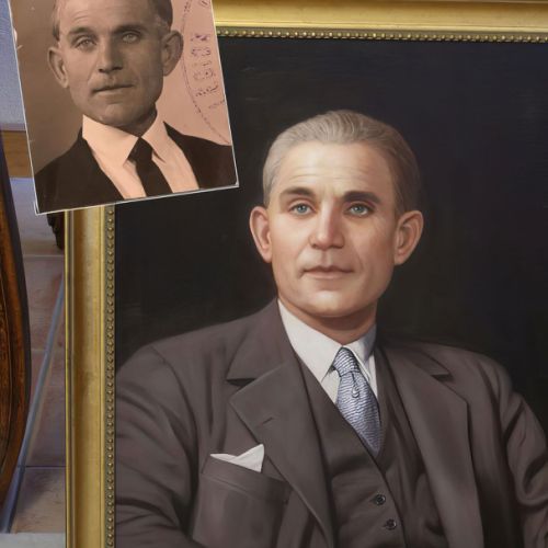 Reconstitution d’un portrait ancien à partir de photo abîmée