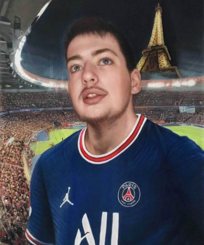 Portrait peint avec arrière-plan personnalisé