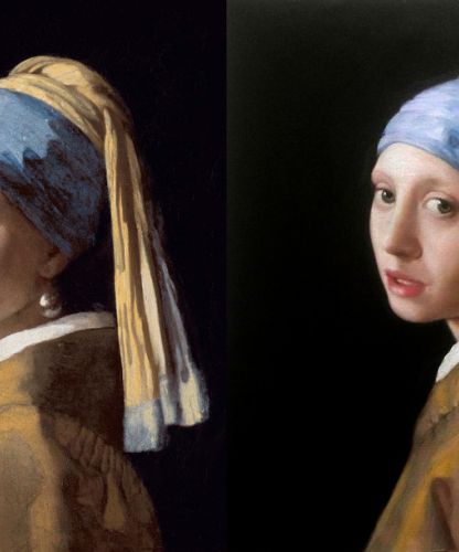 Reproduction du tableau Jeune fille à la perle de Vermeer