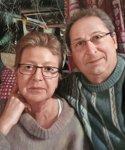 Peinture de portrait de couple sur toile, commande personnalisée