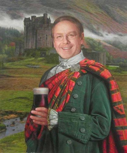 Portrait en habit ancien peint à la main avec incrustation