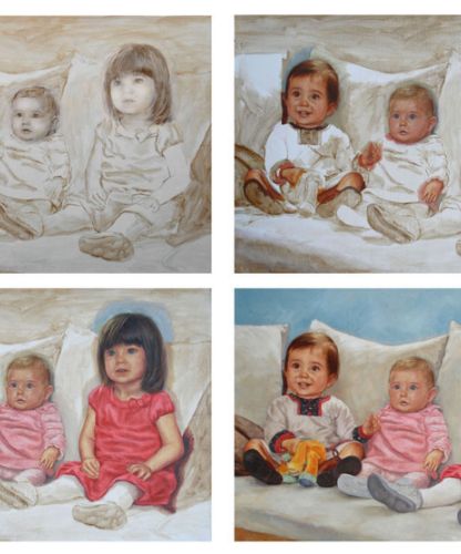 Portrait peint d’un bébé ou d’un jeune enfant sur toile