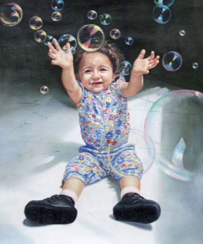 Portrait sur commande d’un enfant réalisé à partir d’une photo