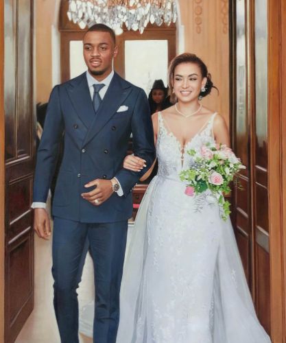 Portrait de mariage peint à partir d’une photo