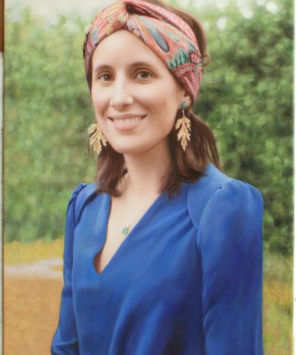 Peinture à l’huile sur toile représentant une femme