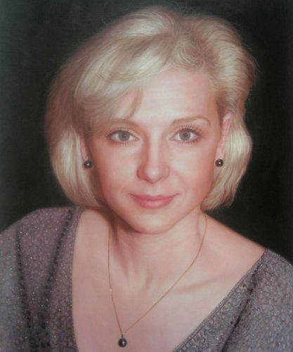 Peinture réaliste représentant un visage féminin