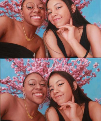 Portrait de deux amies peint à la main