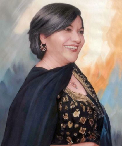 Tableau peint sur toile représentant une femme à l’expression douce