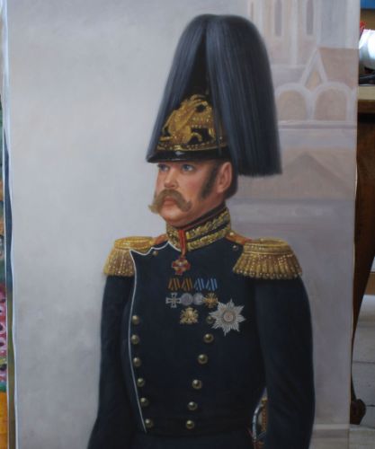 Portrait en pied peint à l’huile dans un style classique