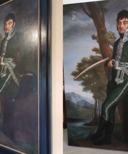 Portrait en pied, reproduction d’un tableau ancien