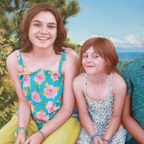 Tableau peint représentant les enfants de la famille