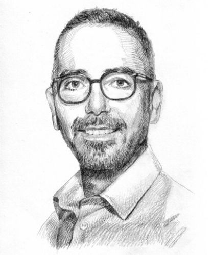 Portrait d’homme au crayon, style réaliste