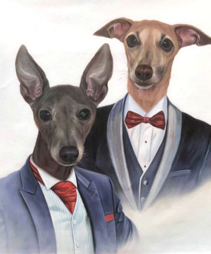 Tableau de portrait animalier peint à la main