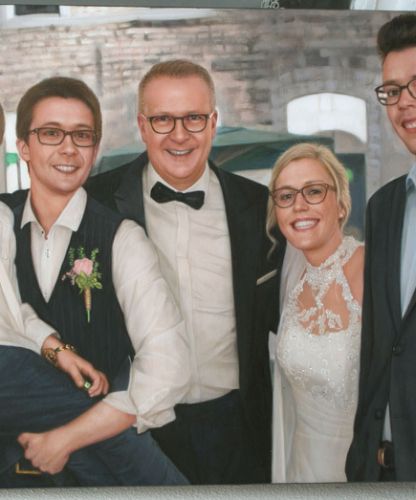 Portrait de famille peint à l’huile à partir d’une photo