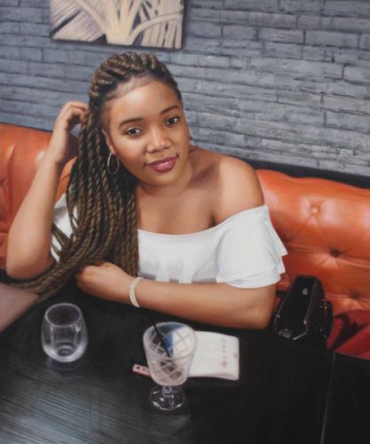 Portrait de femme peint en style réaliste