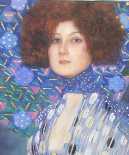Détail peint du tableau Klimt Emilie Flöge