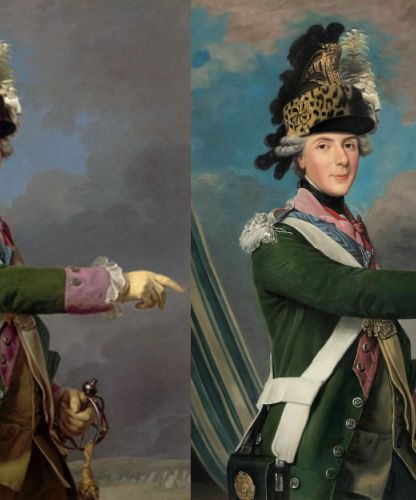 Comparaison avant-après d’une copie de portrait ancien peint à la main