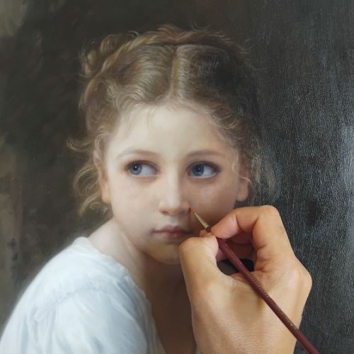Portrait d’enfant peint à la main à l’huile sur toile