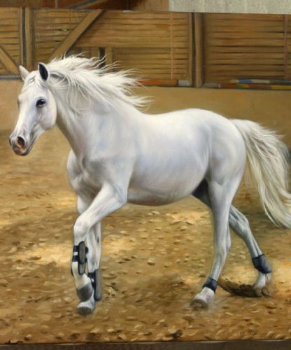 Cheval peint sur toile, portrait expressif et fidèle