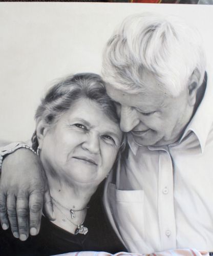 Portrait peint d’un couple offert comme cadeau original à partir d’une photo