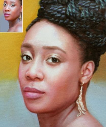 Portrait réaliste peint à partir d’une photo