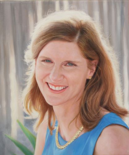 Portrait de femme peint à la main d’après photo