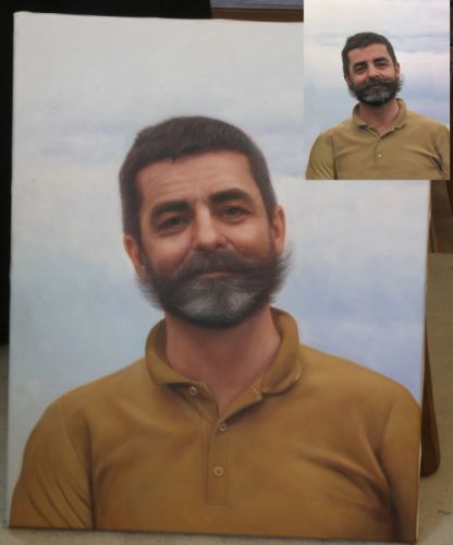 Portrait peint à la main d’après photo en style réaliste