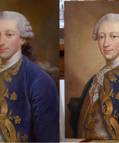 Copie de portrait ancien du XVIIIe siècle avec comparaison